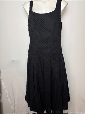 Sandra Darren Black Textured Sleeveless Fit & Flare Dress